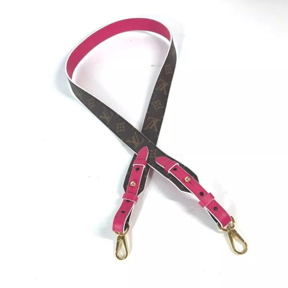 LOUIS VUITTON Monogram logo Shoulder strap MonogramCanvas Brown/Hot pink - Picture 1 of 12